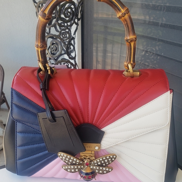 Gucci Linea Large Bee Bamboo Tote - Picture 5 of 8